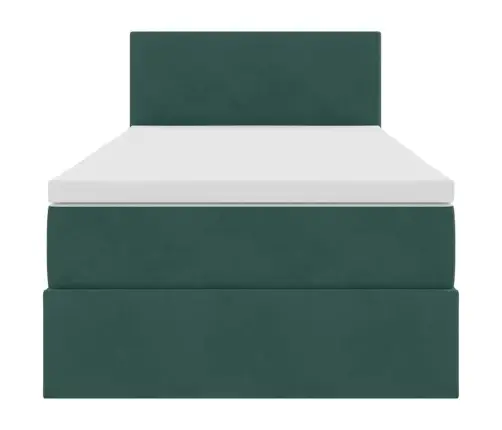 Glabāšanas Gulta Ar Matraci Tumši Zaļš 100 X 200 Cm Samts Vidaxl