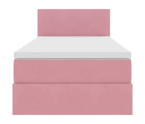 Saugos Lova Su Čiužiniu Su Saugykla Rožinė 100 X 200 Cm Aksomas