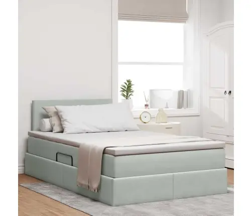 Saugos Lova Su Čiužiniu Šviesiai Pilka 120 X 200 Cm Aksomas