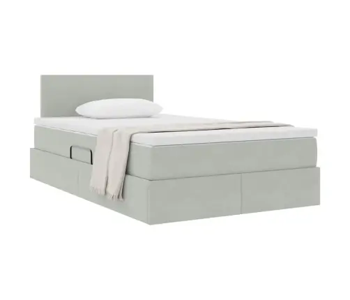 Saugos Lova Su Čiužiniu Šviesiai Pilka 120 X 200 Cm Aksomas