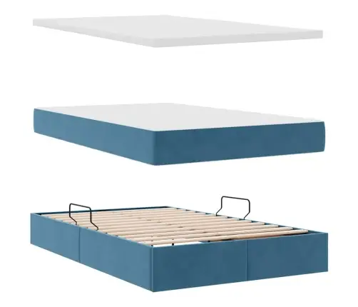 Glabāšanas Gulta Ar Matraci Tumši Zils 120 X 200 Cm Samts Vidaxl