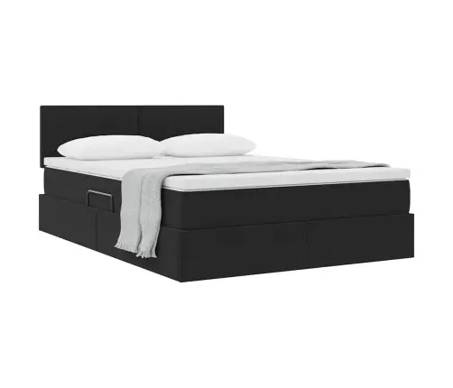 Glabāšanas Gulta Ar Matraci Melna 140 X 200 Cm Samts Vidaxl