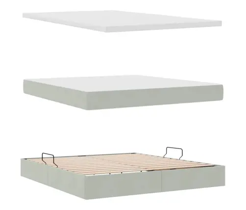 Glabāšanas Gulta Ar Matraci Gaiši Pelēks 160 X 200 Cm Samts Vidaxl