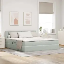 Glabāšanas Gulta Ar Matraci Gaiši Pelēks 180 X 200 Cm Samts Vidaxl Glabāšanas Gulta Ar Matraci Gaiši Pelēks 180 X 200 Cm Samts Vidaxl