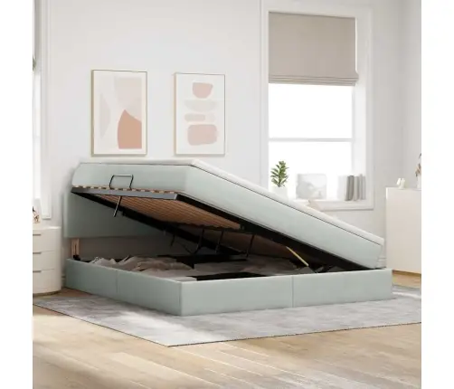 Glabāšanas Gulta Ar Matraci Gaiši Pelēks 180 X 200 Cm Samts Vidaxl