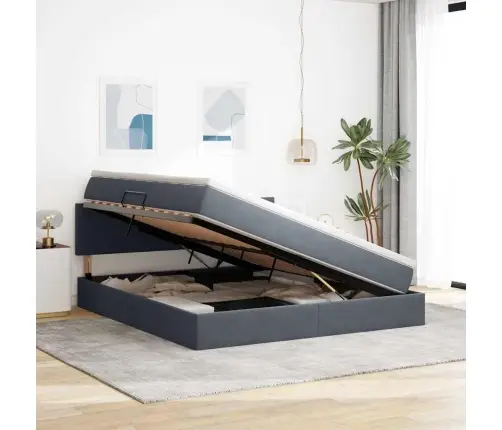 Saugos Lova Su Čiužiniu Tamsiai Pilka 180 X 200 Cm Aksomas