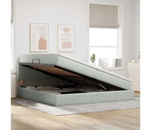 Laos Voodi Madratsiga Peaga Helehall 200 X 200 Cm Samet