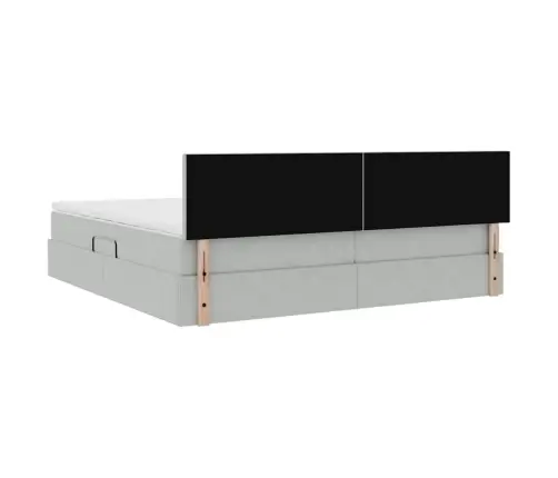 Laos Voodi Madratsiga Peaga Helehall 200 X 200 Cm Samet