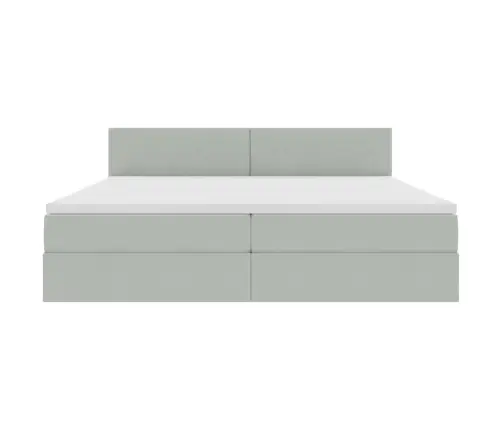 Laos Voodi Madratsiga Peaga Helehall 200 X 200 Cm Samet