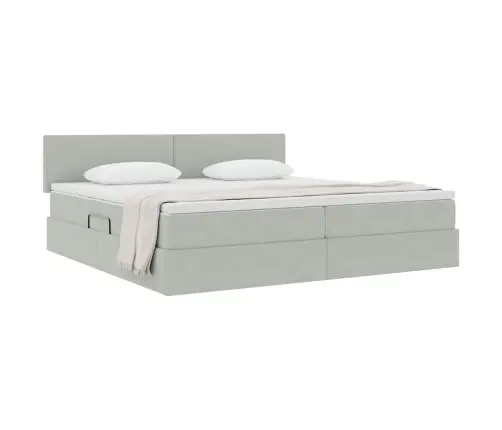 Laos Voodi Madratsiga Peaga Helehall 200 X 200 Cm Samet