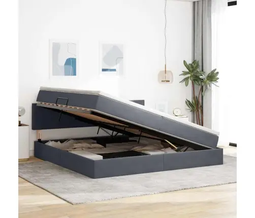 Saugos Lova Su Čiužiniu Tamsiai Pilka 200 X 200 Cm Aksomas