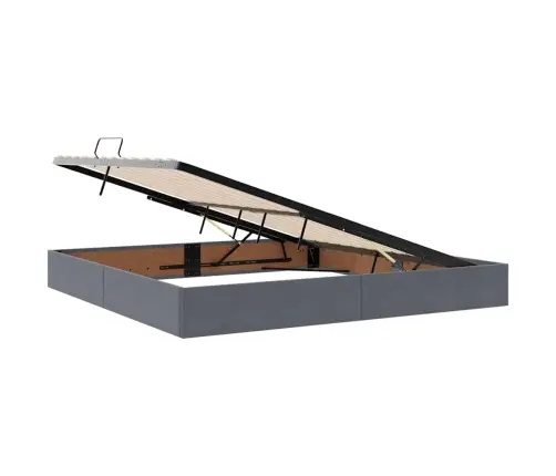 Saugos Lova Su Čiužiniu Tamsiai Pilka 200 X 200 Cm Aksomas