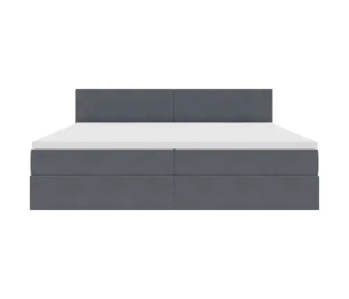 Saugos Lova Su Čiužiniu Tamsiai Pilka 200 X 200 Cm Aksomas