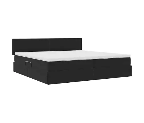 Glabāšanas Gulta Ar Matraci Melna 200 X 200 Cm Samts Vidaxl