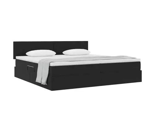 Glabāšanas Gulta Ar Matraci Melna 200 X 200 Cm Samts Vidaxl