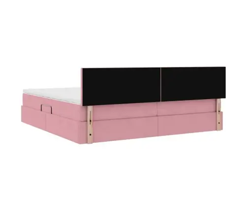 Glabāšanas Gulta Ar Matraci Rozā 200 X 200 Cm Samts Vidaxl