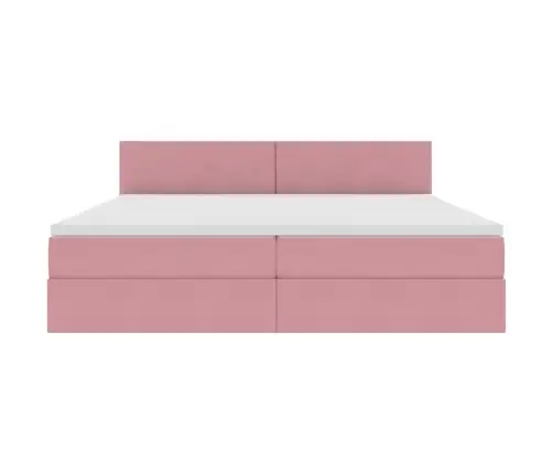Glabāšanas Gulta Ar Matraci Rozā 200 X 200 Cm Samts Vidaxl