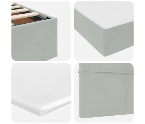 Saugos Lova Su Čiužiniu Šviesiai Pilka 90 X 190 Cm Aksomas