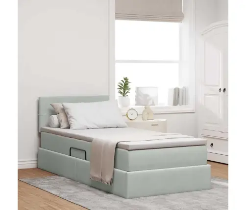 Saugos Lova Su Čiužiniu Šviesiai Pilka 90 X 190 Cm Aksomas