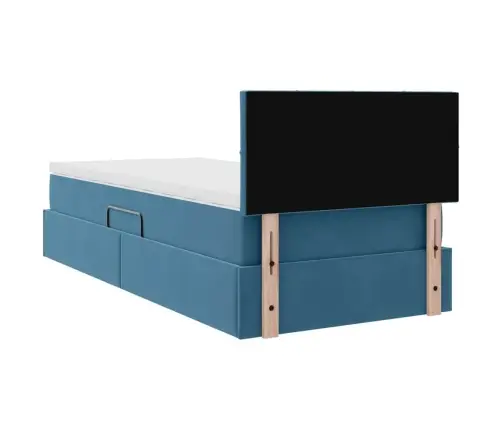 Saugos Lova Su Čiužiniu Tamsiai Mėlyna 90 X 190 Cm Aksomas