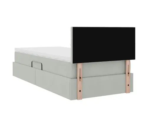 Laos Voodi Madratsiga Peaga Helehall 100 X 200 Cm Samet