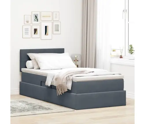 Glabāšanas Gulta Ar Matraci Tumši Pelēks 100 X 200 Cm Samts Vidaxl