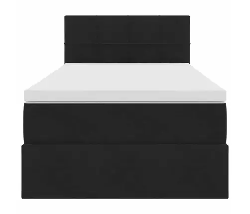 Saugos Lova Su Čiužiniu Su Saugykla Juoda 100 X 200 Cm Aksomas