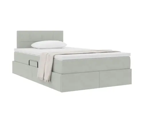 Glabāšanas Gulta Ar Matraci Gaiši Pelēks 120 X 200 Cm Samts Vidaxl