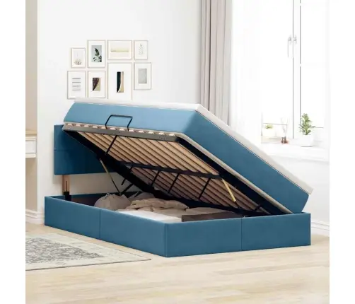 Glabāšanas Gulta Ar Matraci Tumši Zils 120 X 200 Cm Samts Vidaxl