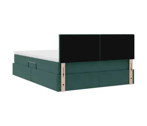 Laos Voodi Madratsiga Peaga Tume Rohelise 140 X 190 Cm Samet