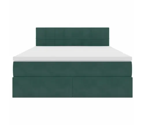 Laos Voodi Madratsiga Peaga Tume Rohelise 140 X 190 Cm Samet