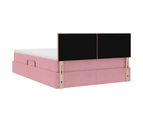 Glabāšanas Gulta Ar Matraci Rozā 140 X 190 Cm Samts Vidaxl