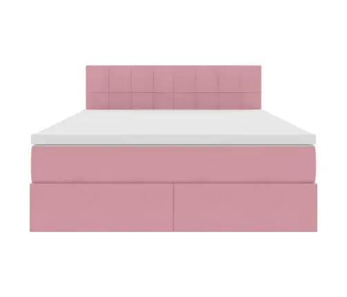 Saugos Lova Su Čiužiniu Su Saugykla Rožinė 140 X 200 Cm Aksomas