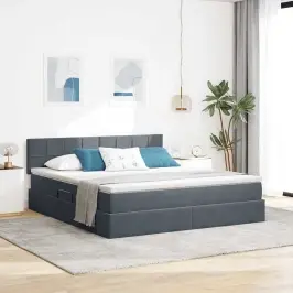 Glabāšanas Gulta Ar Matraci Tumši Pelēks 160 X 200 Cm Samts Vidaxl Glabāšanas Gulta Ar Matraci Tumši Pelēks 160 X 200 Cm Samts Vidaxl