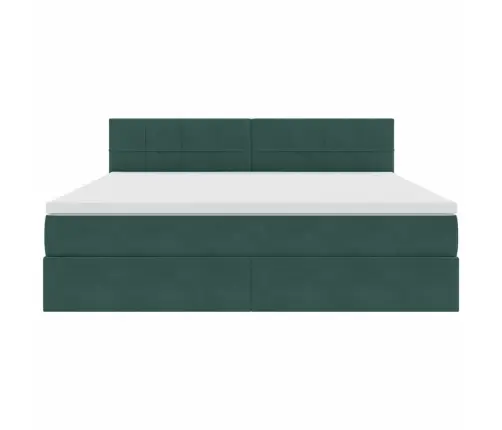 Laos Voodi Madratsiga Peaga Tume Rohelise 160 X 200 Cm Samet