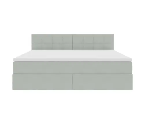 Saugos Lova Su Čiužiniu Šviesiai Pilka 180 X 200 Cm Aksomas