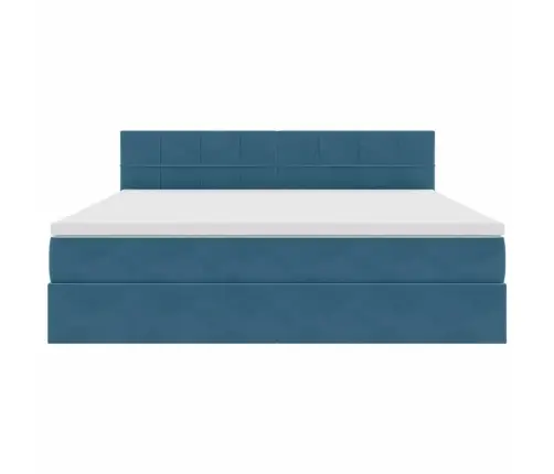 Glabāšanas Gulta Ar Matraci Tumši Zils 180 X 200 Cm Samts Vidaxl