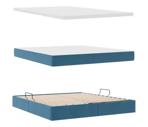 Glabāšanas Gulta Ar Matraci Tumši Zils 180 X 200 Cm Samts Vidaxl