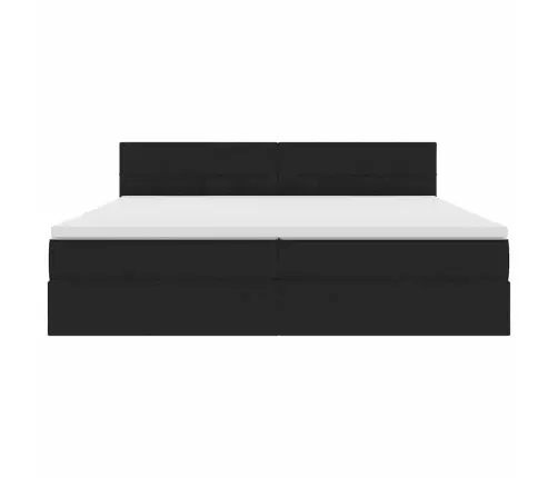 Laos Voodi Madratsiga Peaga Must 200 X 200 Cm Samet