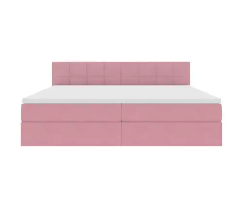 Laos Voodi Madratsiga Peaga Roosa 200 X 200 Cm Samet