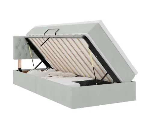 Glabāšanas Gulta Ar Matraci Gaiši Pelēks 90 X 190 Cm Samts Vidaxl