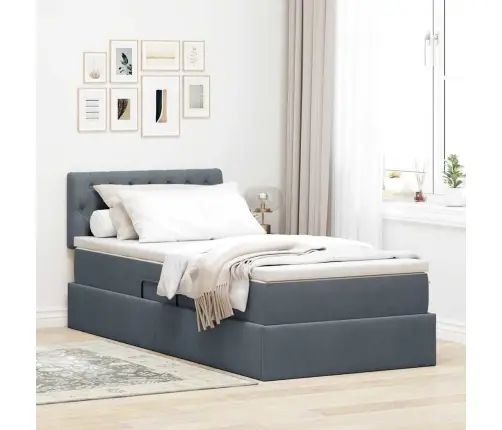 Glabāšanas Gulta Ar Matraci Tumši Pelēks 90 X 190 Cm Samts Vidaxl