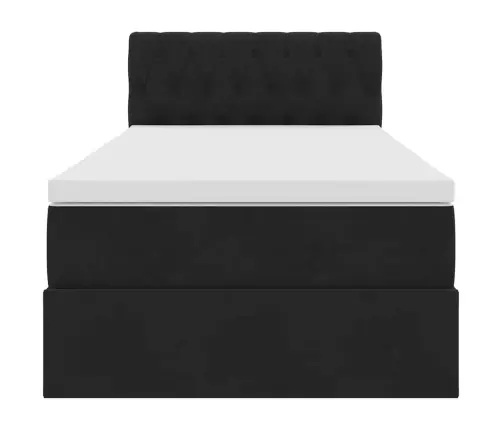 Saugos Lova Su Čiužiniu Su Galvūgalio Juoda 90 X 190 Cm Aksomas