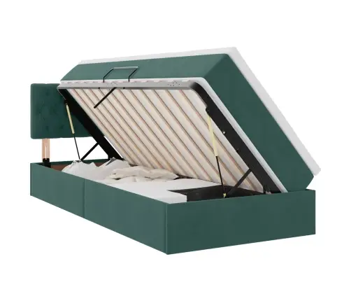 Glabāšanas Gulta Ar Matraci Tumši Zaļš 90 X 200 Cm Samts Vidaxl