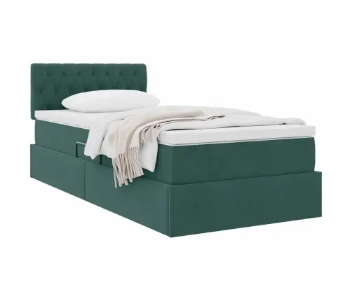 Glabāšanas Gulta Ar Matraci Tumši Zaļš 90 X 200 Cm Samts Vidaxl