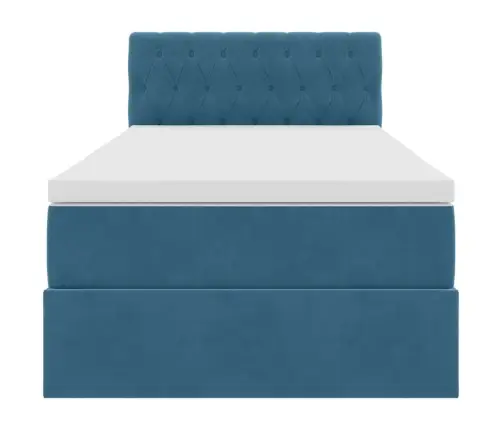 Laos Voodi Madratsiga Peaga Tumesinine 90 X 200 Cm Samet