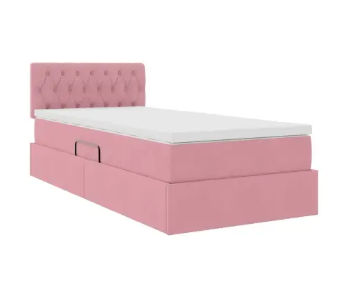 Glabāšanas Gulta Ar Matraci Rozā 90 X 200 Cm Samts Vidaxl