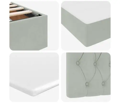 Glabāšanas Gulta Ar Matraci Gaiši Pelēks 100 X 200 Cm Samts Vidaxl