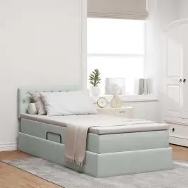 Glabāšanas Gulta Ar Matraci Gaiši Pelēks 100 X 200 Cm Samts Vidaxl