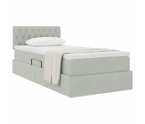 Glabāšanas Gulta Ar Matraci Gaiši Pelēks 100 X 200 Cm Samts Vidaxl